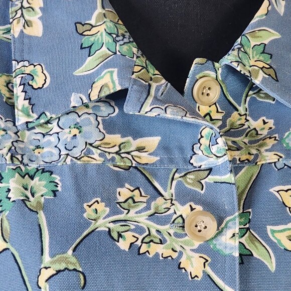 Appleseed's Petite Cotton Canvas Short Waisted Blue Grey Floral Jacket Size 18P - Picture 4 of 16